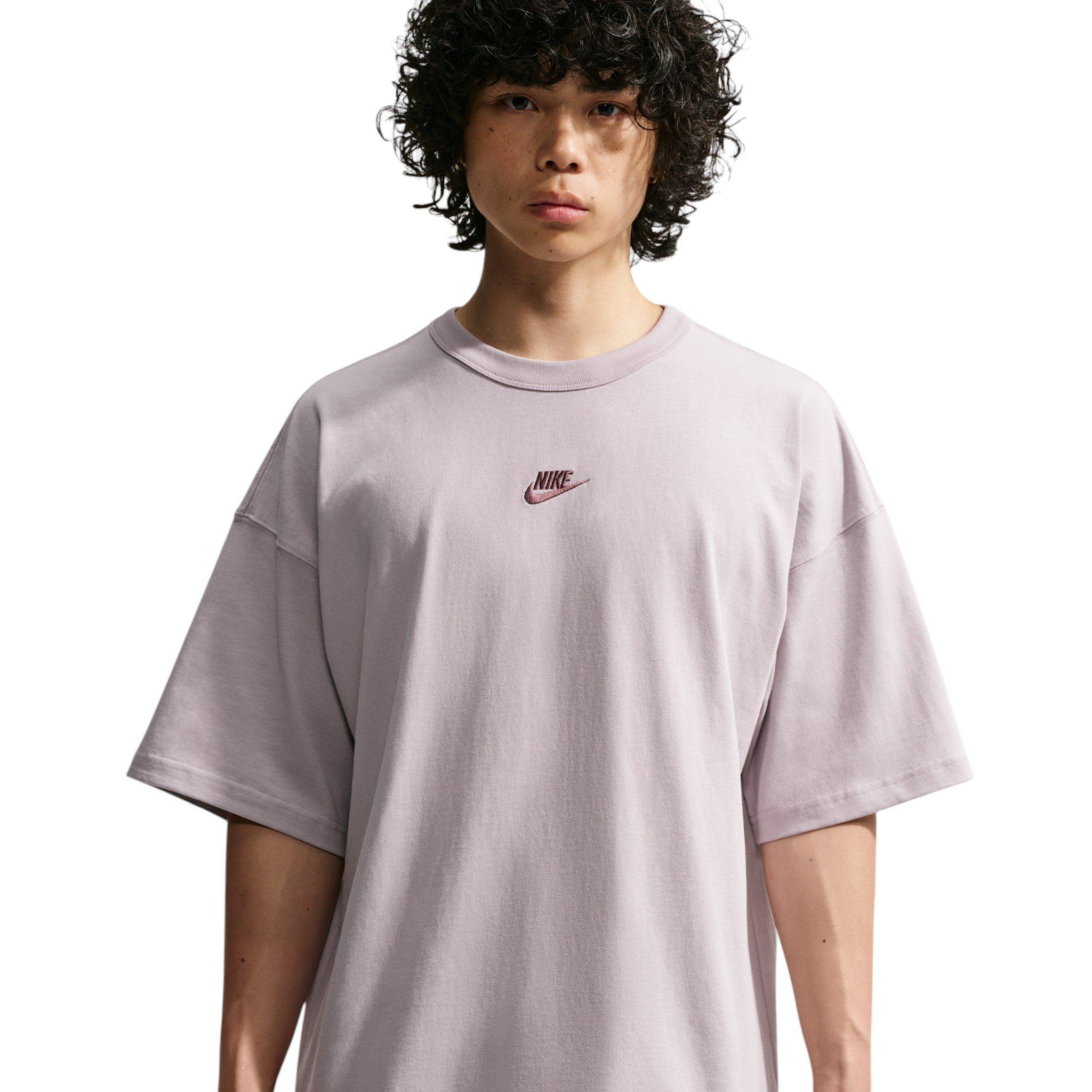 Nike Men's Sportswear Premium Essentials Embroidered Logo Oversized T-Shirt - PURPLE